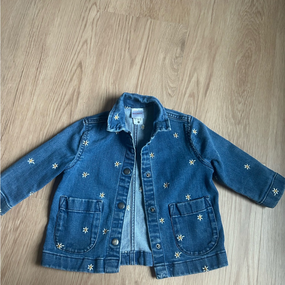Hanna Andersson Blue Jean Jacket with Daisy Embroidery
